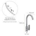 Monomando Fregadero Cocina "Hamburgo" Grifo Baño, Grifo Encimera, Grifo Cocina. Cartucho Cerámico Diámetro 35 mm.