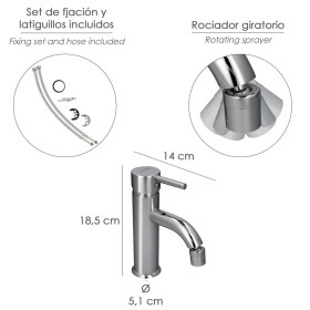 Monomando Bidé "Dresde" Grifo Baño, Grifo Encimera, Grifo Cocina, Grifo Mezclador. Cartucho Cerámico Diámetro 35 mm.