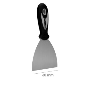 Espátula Acero Inoxidable Ancho 60 mm. Con Mango de Goma Ergonómico, Espátula Pintor, Espátula Masilla, Paletina, Paleta Rascar