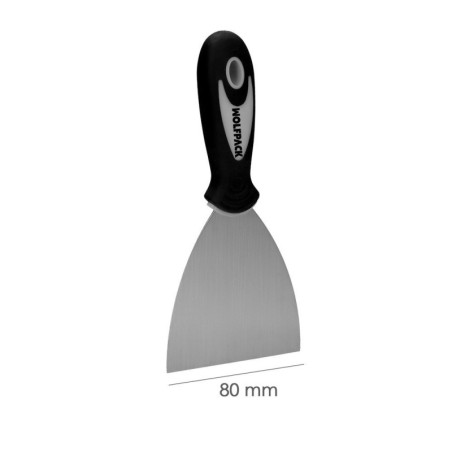 Espátula Acero Inoxidable Ancho 80 mm. Con Mango de Goma Ergonómico, Espátula Pintor, Espátula Masilla, Paletina, Paleta Rascar