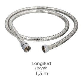 Flexo / Manguera Ducha Acero Inoxidable 1,50 Metros Accesorios de Latón. Flexible, Resistente a Torceduras, Conexión Estándar