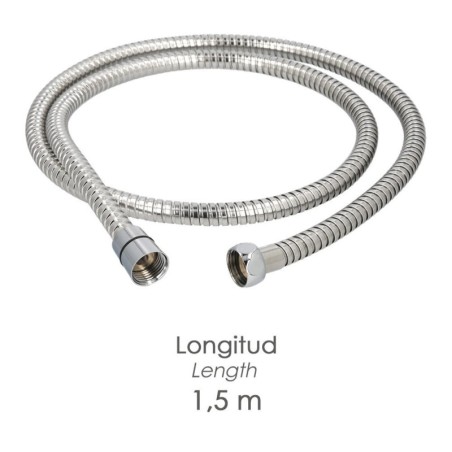 Flexo / Manguera Ducha Acero Inoxidable 1,50 Metros Accesorios de Latón. Flexible, Resistente a Torceduras, Conexión Estándar
