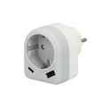 Enchufe / Adaptador Schuko Con 2 Tomas, USB A / C. Potencia Máxima 3680 W. Cargador Móviles, Cargador 2 Tomas