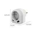 Enchufe / Adaptador Schuko Con 2 Tomas, USB A / C. Potencia Máxima 3680 W. Cargador Móviles, Cargador 2 Tomas