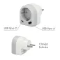 Enchufe / Adaptador Schuko Con 2 Tomas, USB A / C. Potencia Máxima 3680 W. Cargador Móviles, Cargador 2 Tomas Enchufe / Adaptador Schuko Con 2 Tomas, USB A / C. Potencia Máxima 3680 W. Cargador Móviles, Cargador 2 Tomas