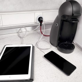 Enchufe / Adaptador Schuko Con 2 Tomas, USB A / C. Potencia Máxima 3680 W. Cargador Móviles, Cargador 2 Tomas
