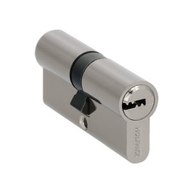 Cilindro Seguridad 30x30 mm. Leva Larga niquelado Con 5 llaves