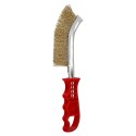 Cepillo Acero Latonado Mango Rojo 25 cm. cepillo eliminación Oxido, Pintura, Pulido De Metales.