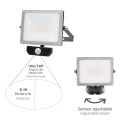 Foco Led Plano 30 Watt. Luz Blanca 4000º K IP 65 2400 Lúmenes Con Sensor de Presencia