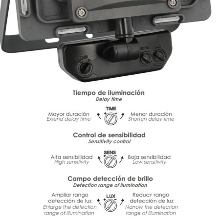 Foco Led Plano 30 Watt. Luz Blanca 4000º K IP 65 2400 Lúmenes Con Sensor de Presencia