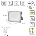 Foco Led Plano Potencia 50 Watt. 4000 Lúmenes. Luz blanca 4000K protección IP65. Cuerpo Aluminio. Foco Exteriores / Interiores.