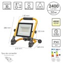 Foco Led Plano 30 Watt. Luz Blanca 4000º K IP 65 2400 Lúmenes Con Asa de Transporte, Proyector Led Con Asa, Foco Led Trabajo