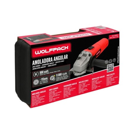 Amoladora Angular 900 Watt. Disco Diámetro 115 mm. 11.000 R.P.M. Mango 3 posiciones Eje M14