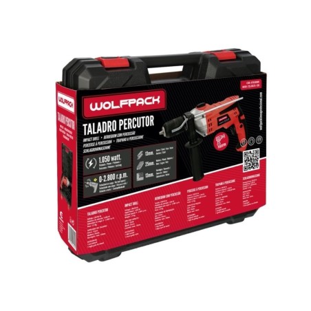 Taladro Percutor Con Variador de Velocidad 1050 Watt. Incluye Maletín, Empuñadura y Guía Metálica.