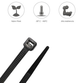 Brida Nylon 100%. Color Negro 2,5 x 135 mm. Bolsa 100 unidades. Abrazadera Plástico, Organizador Cables, Alta Resistencia