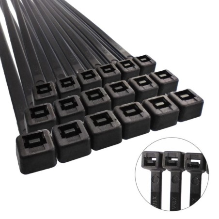 Brida Nylon 100%. Color Negro 2,5 x 200 mm. Bolsa 100 unidades. Abrazadera Plástico, Organizador Cables, Alta Resistencia