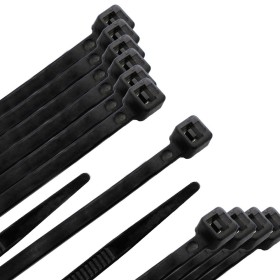 Brida Nylon 100%. Color Negro 3,5 x 200 mm. Bolsa 100 unidades. Abrazadera Plástico, Organizador Cables, Alta Resistencia