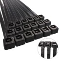 Brida Nylon 100%. Color Negro 4,5 x 200 mm. Bolsa 100 unidades. Abrazadera Plástico, Organizador Cables, Alta Resistencia