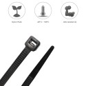 Brida Nylon 100%. Color Negro 4,5 x 200 mm. Bolsa 100 unidades. Abrazadera Plástico, Organizador Cables, Alta Resistencia