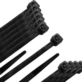 Brida Nylon 100%. Color Negro 4,5 x 280 mm. Bolsa 100 unidades. Abrazadera Plástico, Organizador Cables, Alta Resistencia