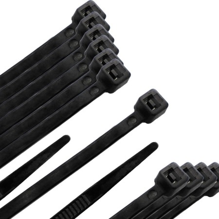 Brida Nylon 100%. Color Negro 4,5 x 280 mm. Bolsa 100 unidades. Abrazadera Plástico, Organizador Cables, Alta Resistencia
