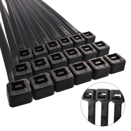 Brida Nylon 100%. Color Negro 4,5 x 280 mm. Bolsa 100 unidades. Abrazadera Plástico, Organizador Cables, Alta Resistencia