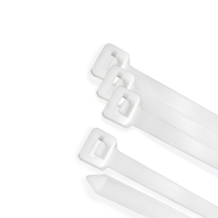 Brida Nylon 100%. Color Blanco / Natural 3,5 x 200 mm. 100 Piezas. Abrazadera Plástico, Organizador Cables, Alta Resistencia