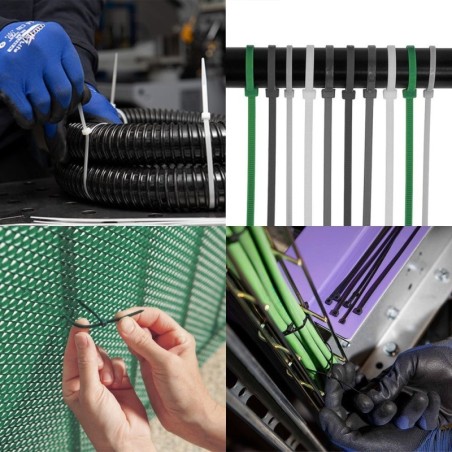 Brida Nylon 100%. Color Blanco / Natural 4,5 x 200 mm. 100 Piezas. Abrazadera Plástico, Organizador Cables, Alta Resistencia