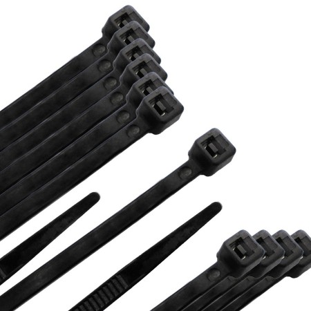 Brida Nylon 100%. Color Negro 3,6 x 370 mm. Bolsa 100 unidades. Abrazadera Plástico, Organizador Cables, Alta Resistencia
