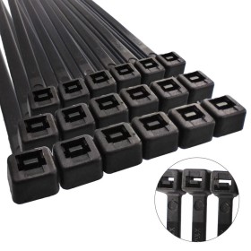 Brida Nylon 100%. Color Negro 7,5 x 360 mm. Bolsa 100 unidades. Abrazadera Plástico, Organizador Cables, Alta Resistencia
