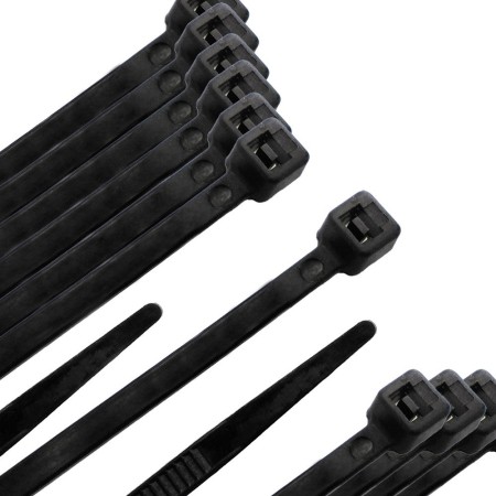 Brida Nylon 100%. Color Negro 9,0 x 780 mm. Bolsa 100 unidades. Abrazadera Plástico, Organizador Cables, Alta Resistencia