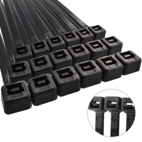 Brida Nylon 100%. Color Negro 9,0 x 780 mm. Bolsa 100 unidades. Abrazadera Plástico, Organizador Cables, Alta Resistencia