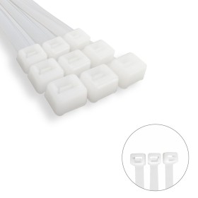 Brida Nylon 100%. Color Blanco / Natural 2,5 x 160 mm. 100 Piezas. Abrazadera Plástico, Organizador Cables, Alta Resistencia