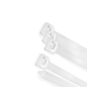 Brida Nylon 100%. Color Blanco / Natural 2,5 x 200 mm. 100 Piezas. Abrazadera Plástico, Organizador Cables, Alta Resistencia