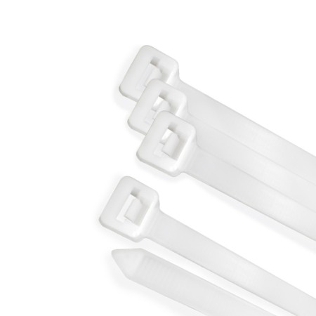 Brida Nylon 100%. Color Blanco / Natural 4,5 x 360 mm. 100 Piezas. Abrazadera Plástico, Organizador Cables, Alta Resistencia