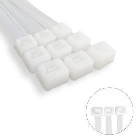 Brida Nylon 100%. Color Blanco / Natural 4,5 x 360 mm. 100 Piezas. Abrazadera Plástico, Organizador Cables, Alta Resistencia