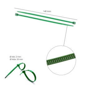 Brida Nylon 100%. Color Verde 3,6 x 140 mm. Bolsa 100 Unidades. Abrazadera Plástico, Organizador Cables, Alta Resistencia