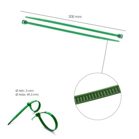 Brida Nylon 100%. Color Verde 4,6 x 200 mm. Bolsa 100 Unidades. Abrazadera Plástico, Organizador Cables, Alta Resistencia