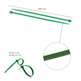 Brida Nylon 100%. Color Verde 4,6 x 300 mm. Bolsa 100 Unidades. Abrazadera Plástico, Organizador Cables, Alta Resistencia