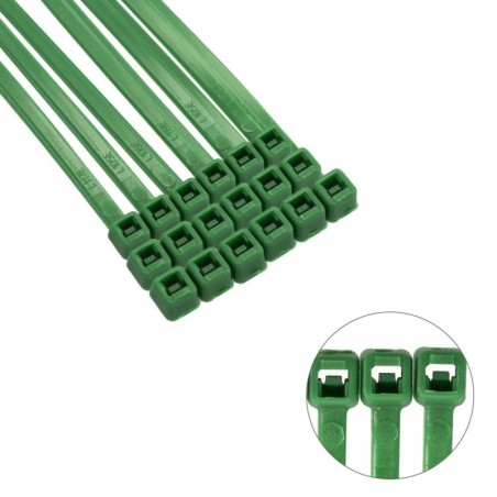 Brida Nylon 100%. Color Verde 4,6 x 300 mm. Bolsa 100 Unidades. Abrazadera Plástico, Organizador Cables, Alta Resistencia
