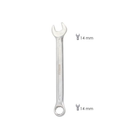Llave Combinada Plus 14x14 Acero Cromo Vanadio DIN 3113. Llave Doble Boca, Llave Fija, Llave Estrella