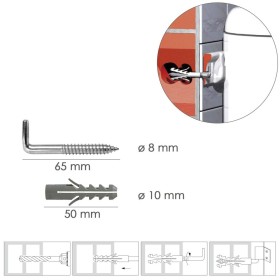 Kit Sanitario Alcayata Con Taco Expansión Diámetro 10 x 50 mm. Fijación Calentadores / Termos De Agua