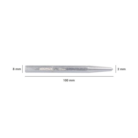 Granete WOLFPACK 2 x 8 x 100 mm. Punzón metálico, Perforadores metálicos, Marcadores Metálicos.