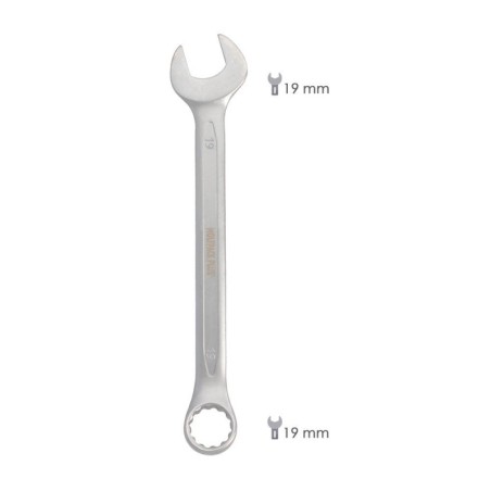 Llave Combinada Plus 19x19 Acero Cromo Vanadio DIN 3113. Llave Doble Boca, Llave Fija, Llave Estrella