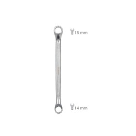 Llave Estrella Acodada Plus Acero Cromo Vanadio 14x15 DIN 838. Llave Doble Boca Acodada, Llave Fija Estrella Acodada