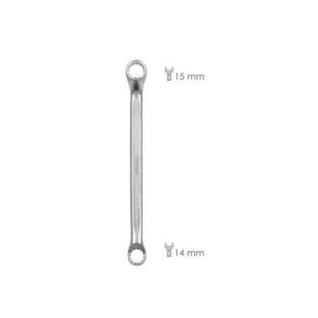 Llave Estrella Acodada Plus Acero Cromo Vanadio 14x15 DIN 838. Llave Doble Boca Acodada, Llave Fija Estrella Acodada