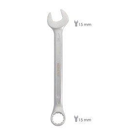 Llave Combinada Plus 15x15 Acero Cromo Vanadio DIN 3113. Llave Doble Boca, Llave Fija, Llave Estrella
