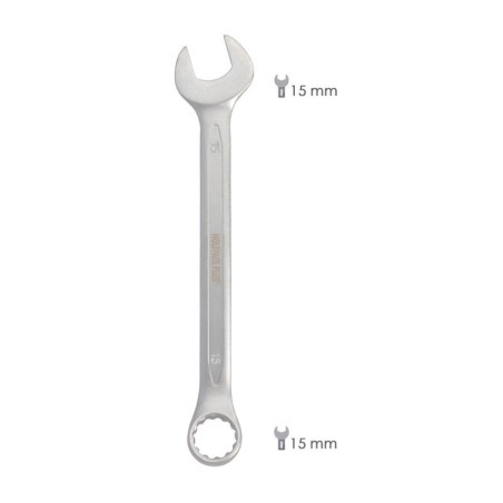 Llave Combinada Plus 15x15 Acero Cromo Vanadio DIN 3113. Llave Doble Boca, Llave Fija, Llave Estrella