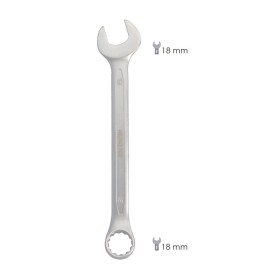 Llave Combinada Plus 18x18 Acero Cromo Vanadio DIN 3113. Llave Doble Boca, Llave Fija, Llave Estrella