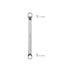 Llave Estrella Acodada Plus Acero Cromo Vanadio 16x17 DIN 838. Llave Doble Boca Acodada, Llave Fija Estrella Acodada